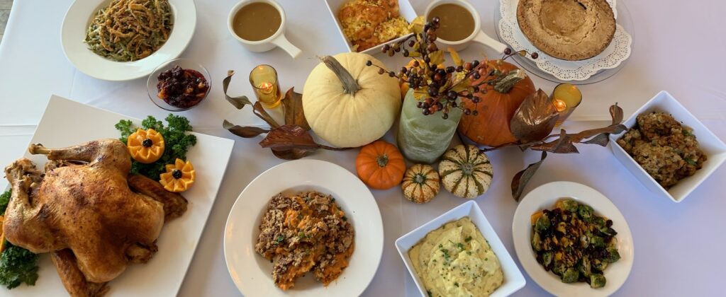 Thanksgiving Dinner laid out on a table